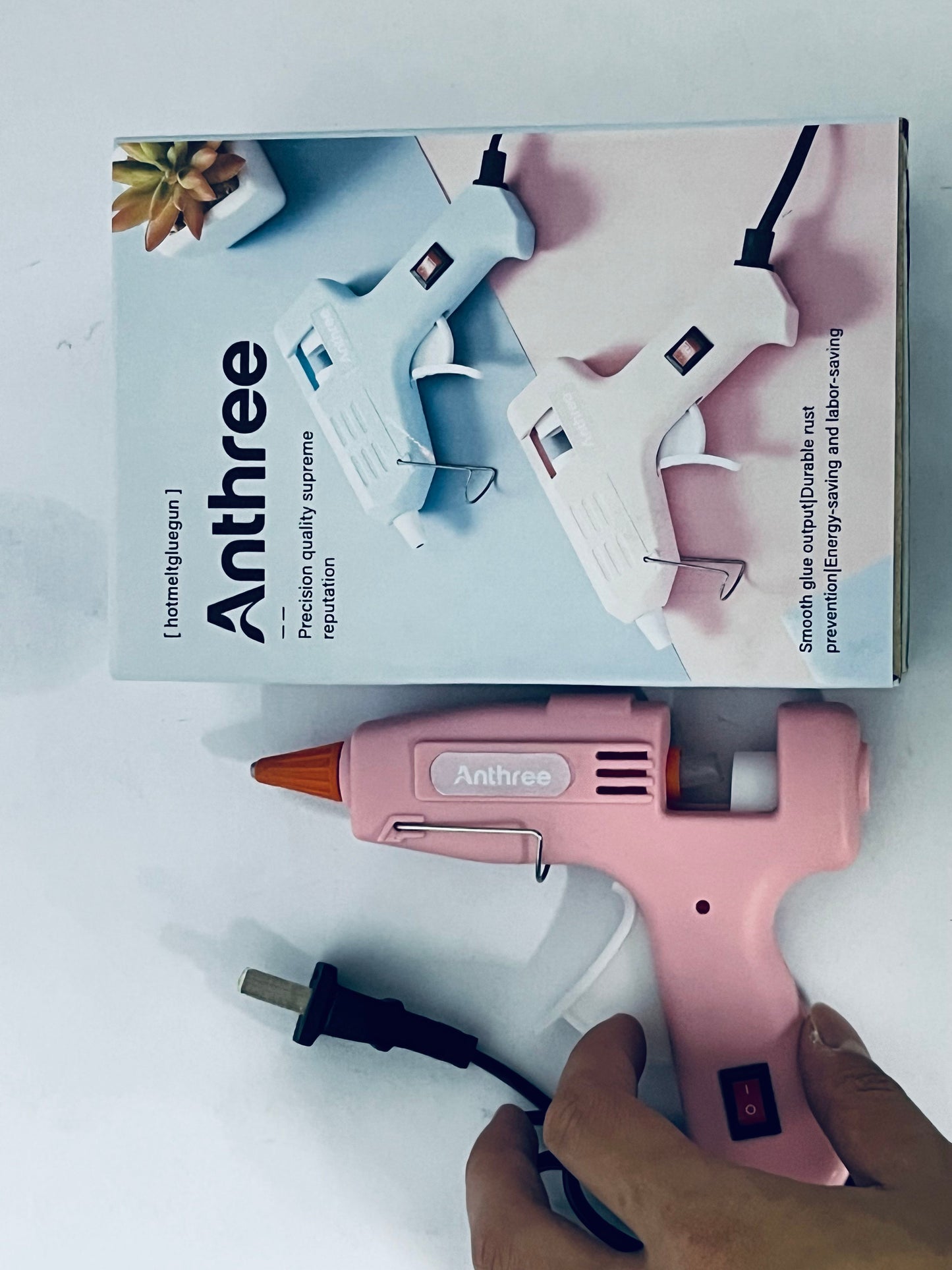 Anthree Fireproof Hot Glue Gun, Mini Glue Gun Kit with 30 Glue Sticks, 20W Glue Gun with Transparent Glue Sticks 7 * 130 mm for DIY Arts, Crafts and Quick Repairs
