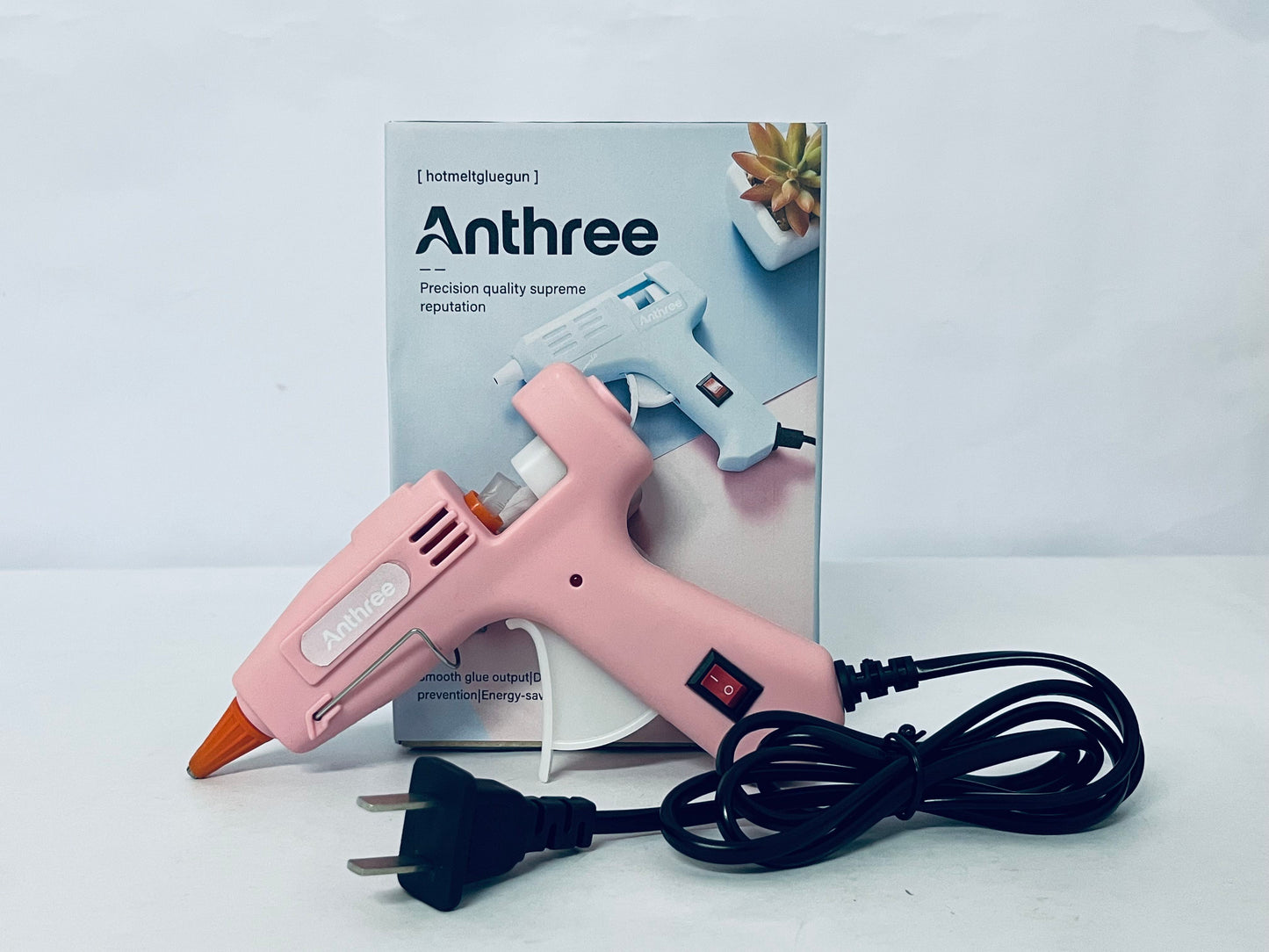 Anthree Fireproof Hot Glue Gun, Mini Glue Gun Kit with 30 Glue Sticks, 20W Glue Gun with Transparent Glue Sticks 7 * 130 mm for DIY Arts, Crafts and Quick Repairs