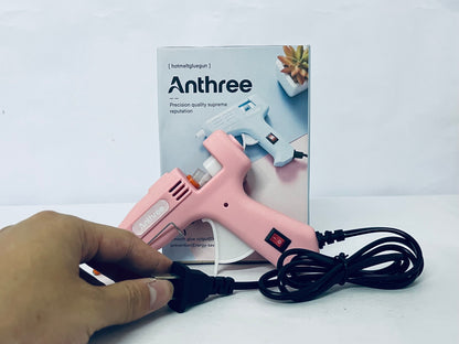 Anthree Fireproof Hot Glue Gun, Mini Glue Gun Kit with 30 Glue Sticks, 20W Glue Gun with Transparent Glue Sticks 7 * 130 mm for DIY Arts, Crafts and Quick Repairs