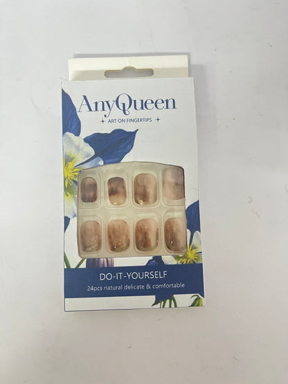 AnyQueen False Nails 24-Piece Set Short Full Cover Jelly Nail Tips for Women Easy to Apply for DIY Manicure