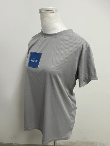 ApicalU Gray T-Shirt - Ribbed Texture for Casual & Layered Style