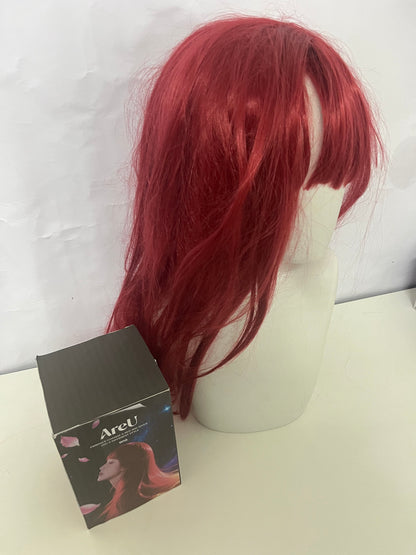 AreU Wine Red Long Curly Wig Retro & Eye-Catching Versatile Styling A Focal Point for Daily and Party Looks