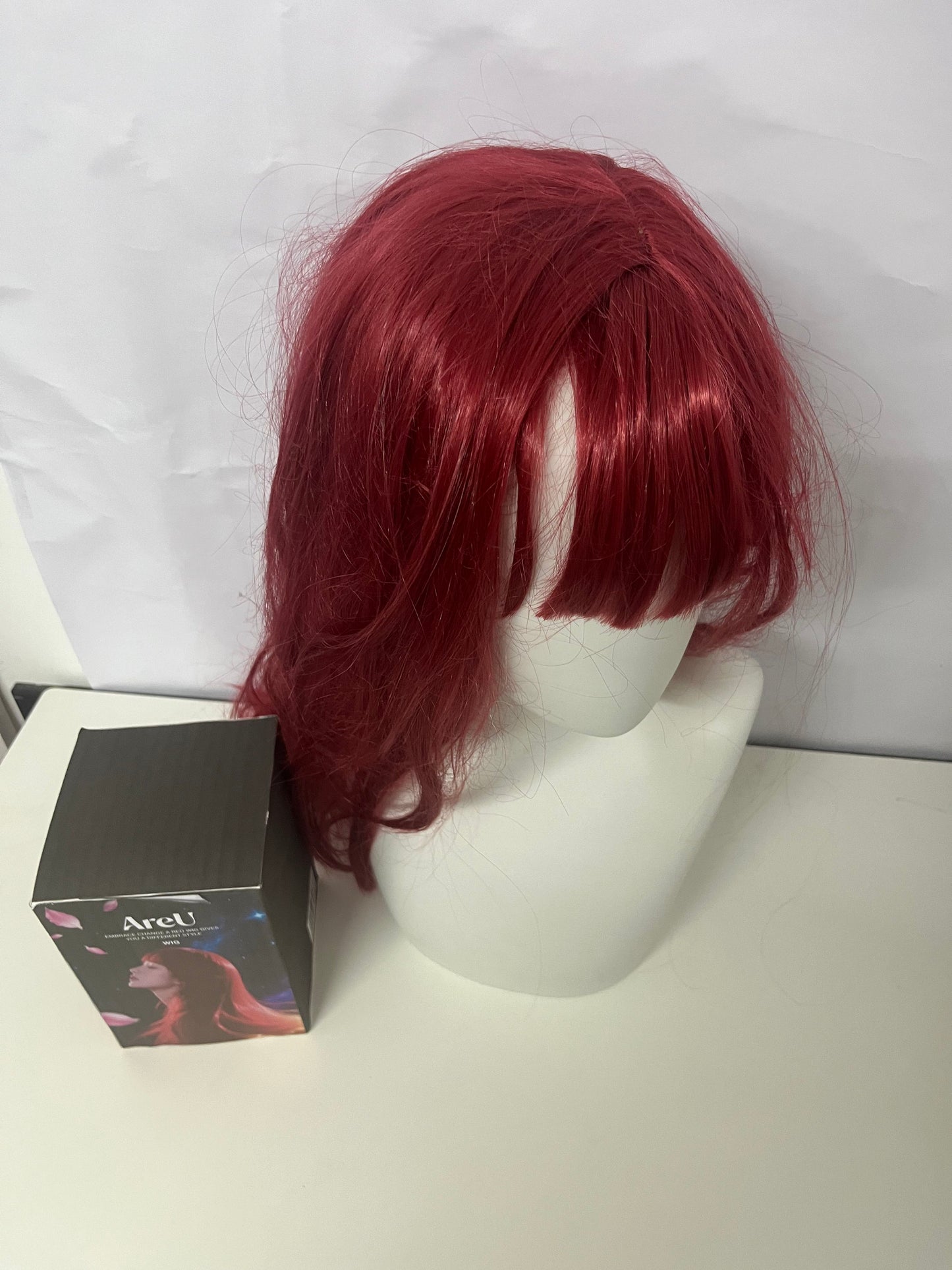 AreU Wine Red Long Curly Wig Retro & Eye-Catching Versatile Styling A Focal Point for Daily and Party Looks