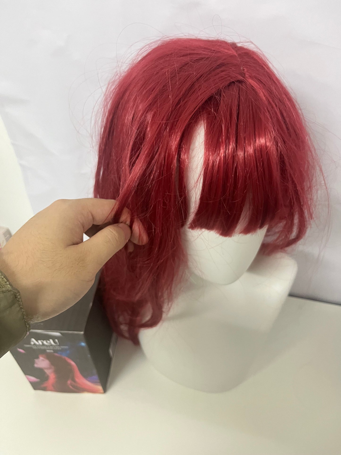 AreU Wine Red Long Curly Wig Retro & Eye-Catching Versatile Styling A Focal Point for Daily and Party Looks