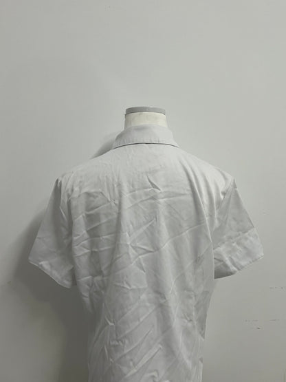 Areluck Women's Short Sleeve White Dress Shirt, Business Casual Formal Work Shirt, Comfortable Breathable Easy-Care Blouse