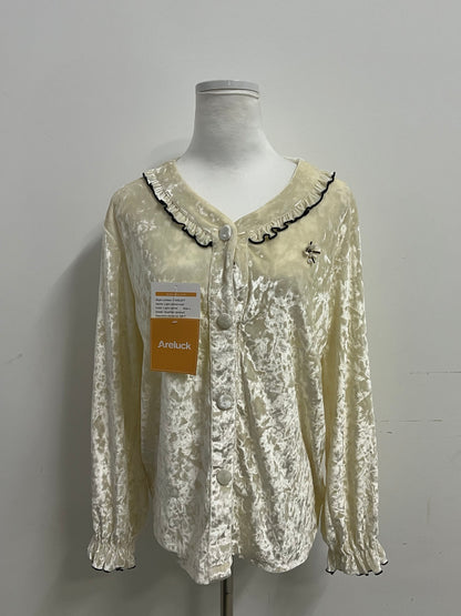 Areluck Velvet French Retro Pajama Top - Create a Light Luxury Home Ritual for You