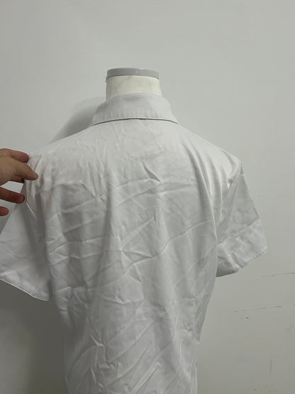 Areluck Women's Short Sleeve White Dress Shirt, Business Casual Formal Work Shirt, Comfortable Breathable Easy-Care Blouse