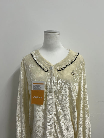 Areluck Velvet French Retro Pajama Top - Create a Light Luxury Home Ritual for You