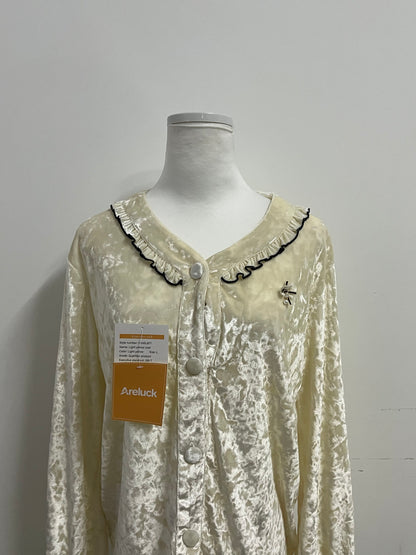 Areluck Velvet French Retro Pajama Top - Create a Light Luxury Home Ritual for You