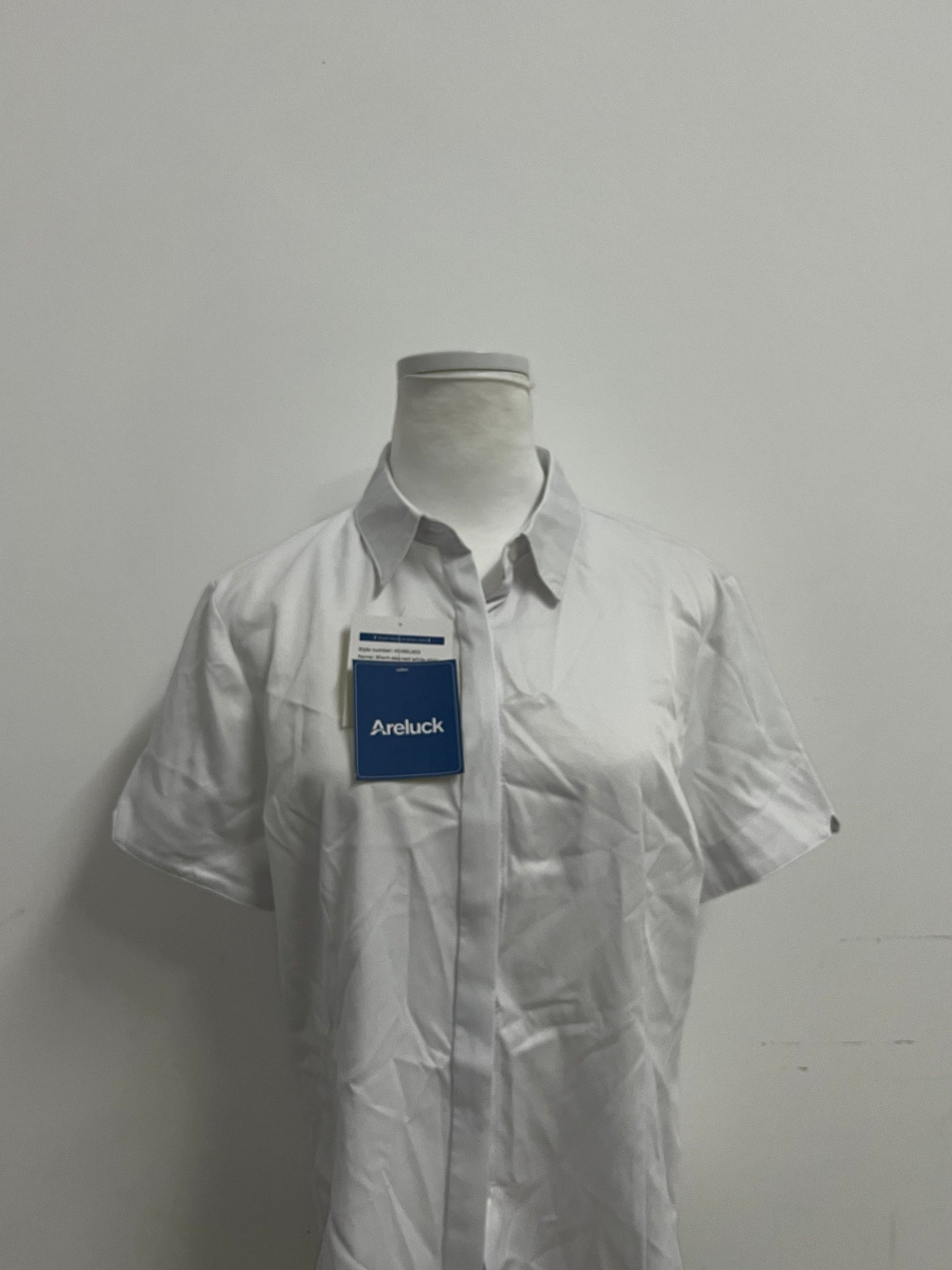 Areluck Women's Short Sleeve White Dress Shirt, Business Casual Formal Work Shirt, Comfortable Breathable Easy-Care Blouse