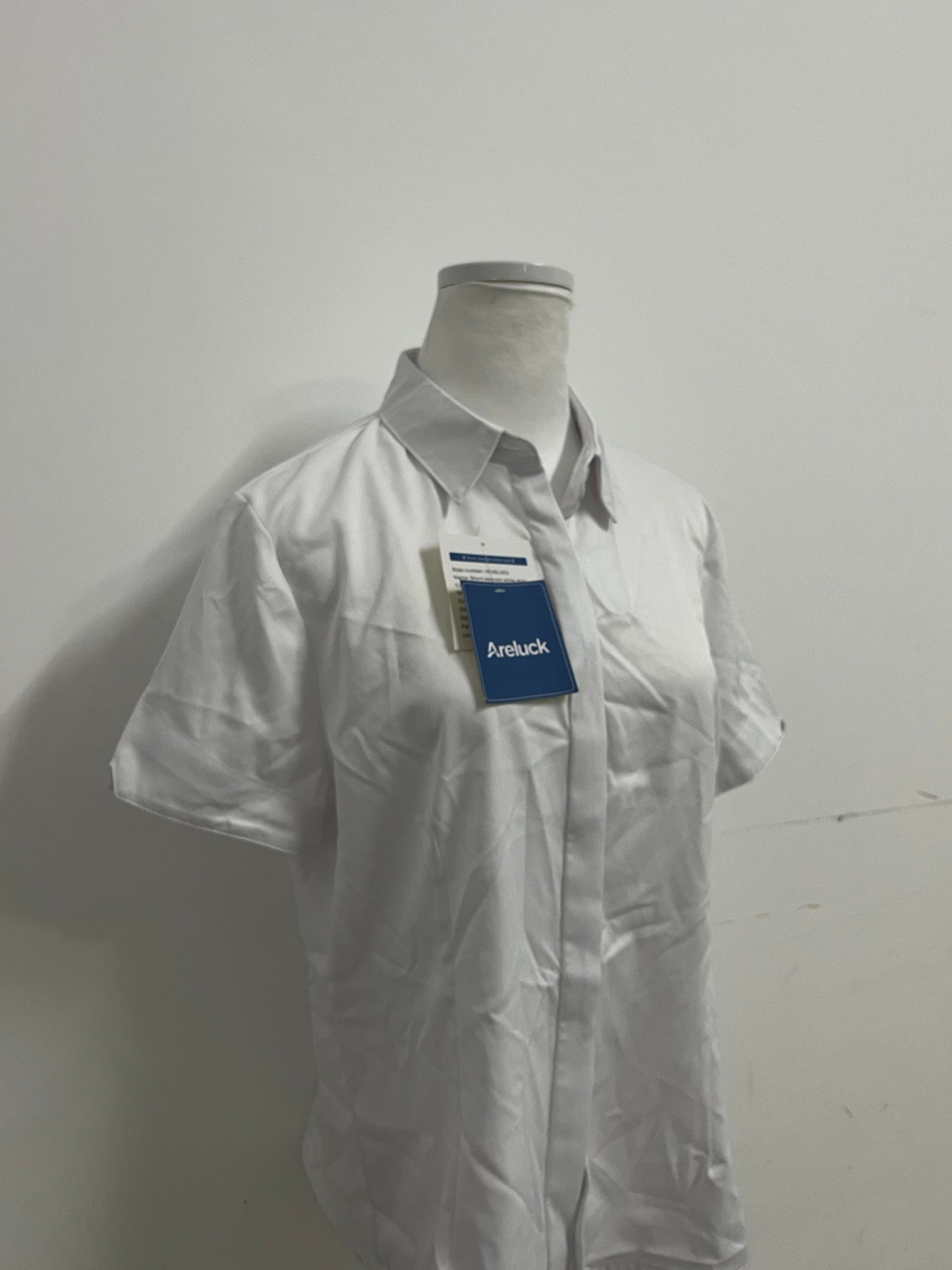 Areluck Women's Short Sleeve White Dress Shirt, Business Casual Formal Work Shirt, Comfortable Breathable Easy-Care Blouse
