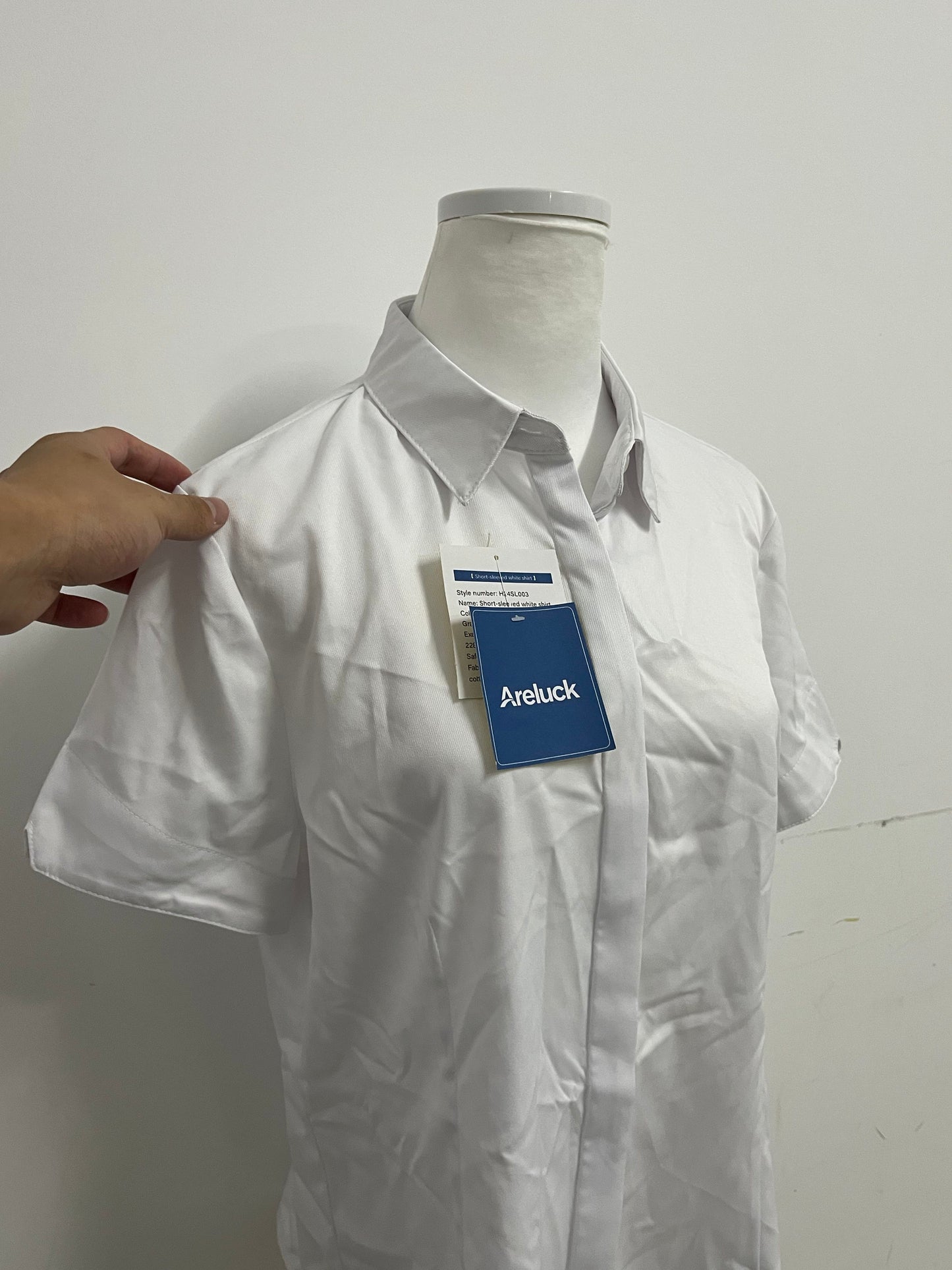 Areluck Women's Short Sleeve White Dress Shirt, Business Casual Formal Work Shirt, Comfortable Breathable Easy-Care Blouse