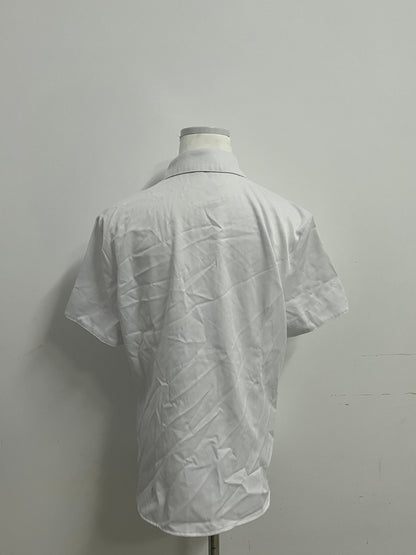 Areluck Women's Short Sleeve White Dress Shirt, Business Casual Formal Work Shirt, Comfortable Breathable Easy-Care Blouse