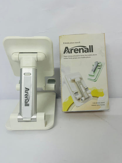 Arenall Foldable Cell Phone Stand for Desk, Fully Adjustable Phone Holder for Desk Compatible with iPhone 16 15 14 13 12 11, Nintendo Switch, All Phones, (White)
