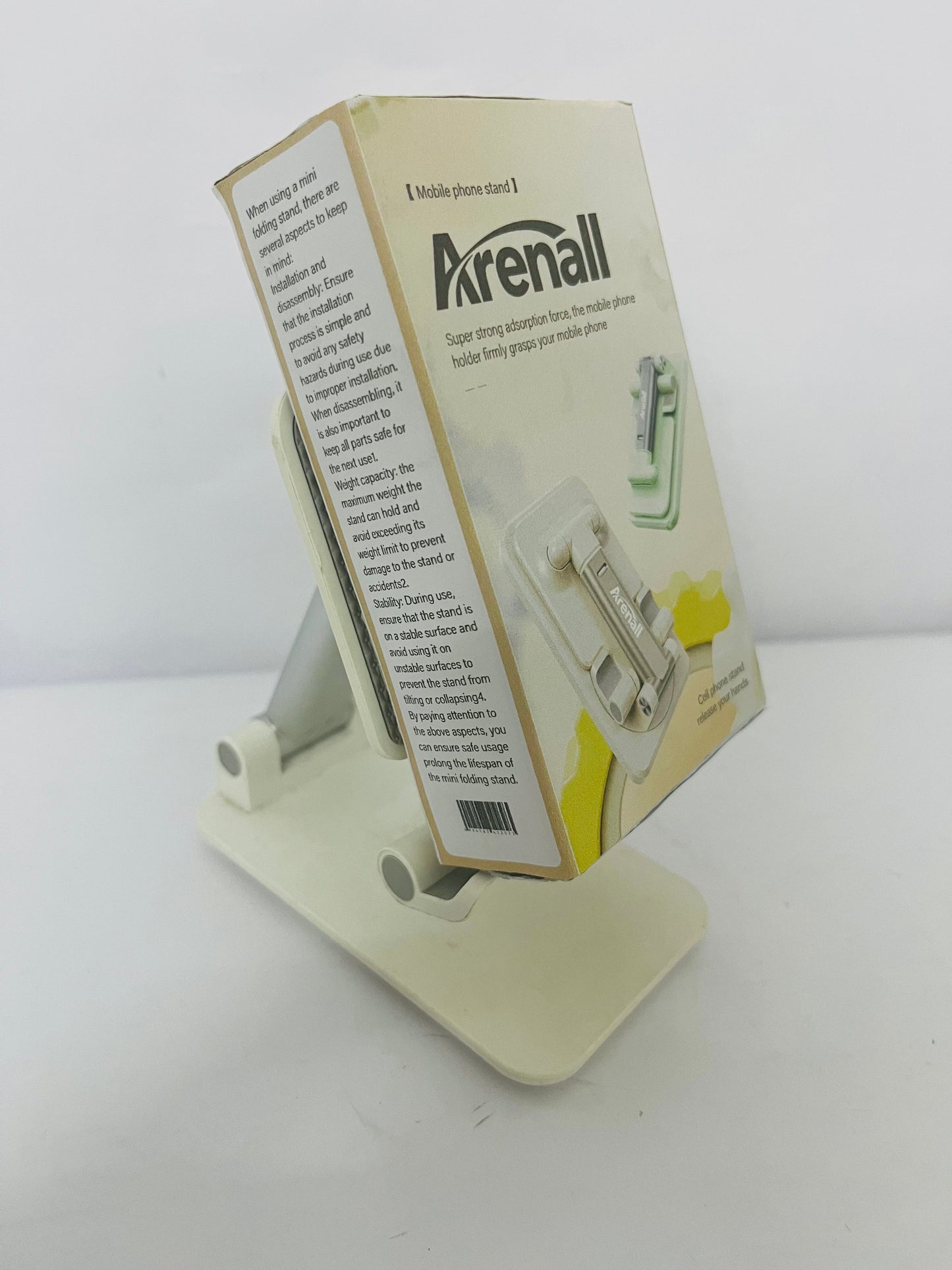 Arenall Foldable Cell Phone Stand for Desk, Fully Adjustable Phone Holder for Desk Compatible with iPhone 16 15 14 13 12 11, Nintendo Switch, All Phones, (White)