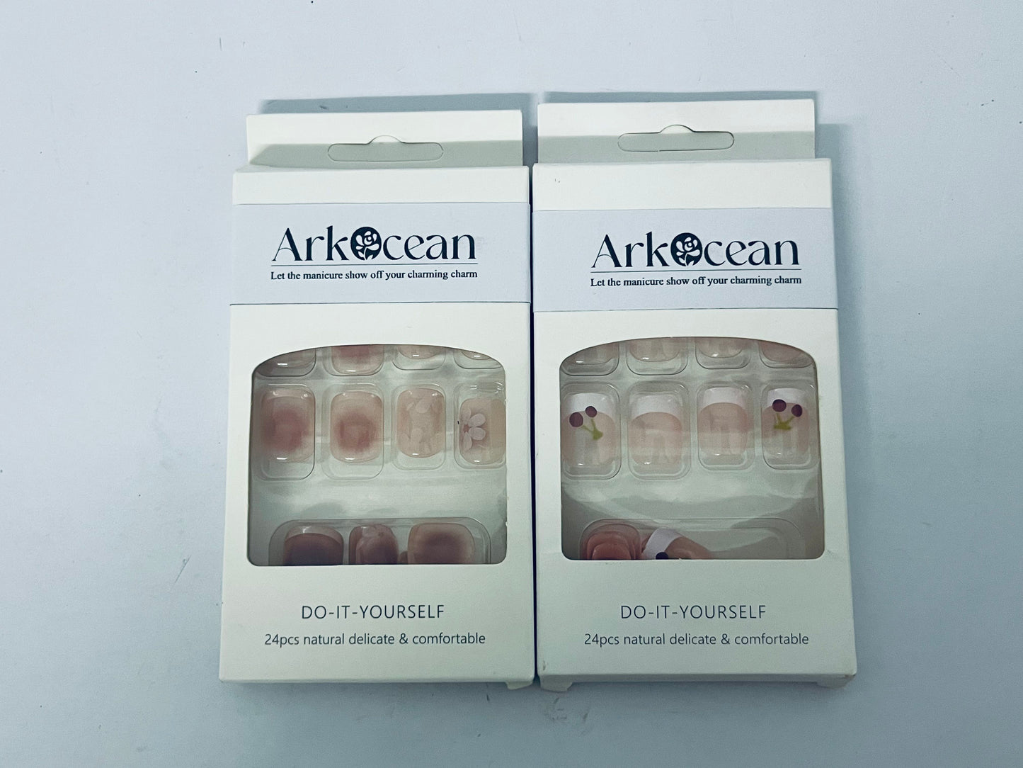 ArkOcean Short Length Press on Nails, Artificial Acrylic Fake Nails for Women, 24PCS Full Cover Reusable False Nails Kits