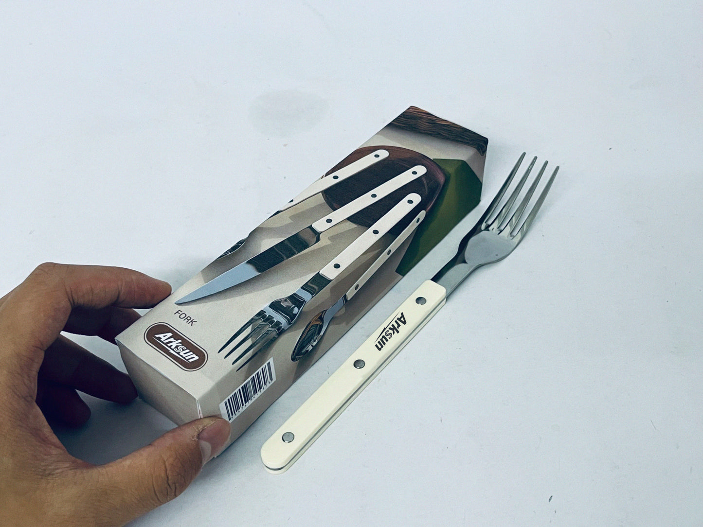 Arksun Premium Stainless Steel Dinner Fork with Cream Riveted Handle - Rust-Resistant, Dishwasher-Safe Flatware for Elevated Dining & Gifting