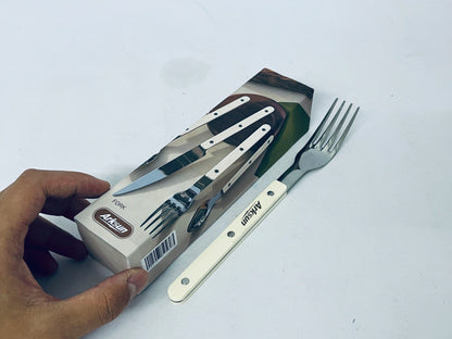 Arksun Premium Stainless Steel Dinner Fork with Cream Riveted Handle - Rust-Resistant, Dishwasher-Safe Flatware for Elevated Dining & Gifting