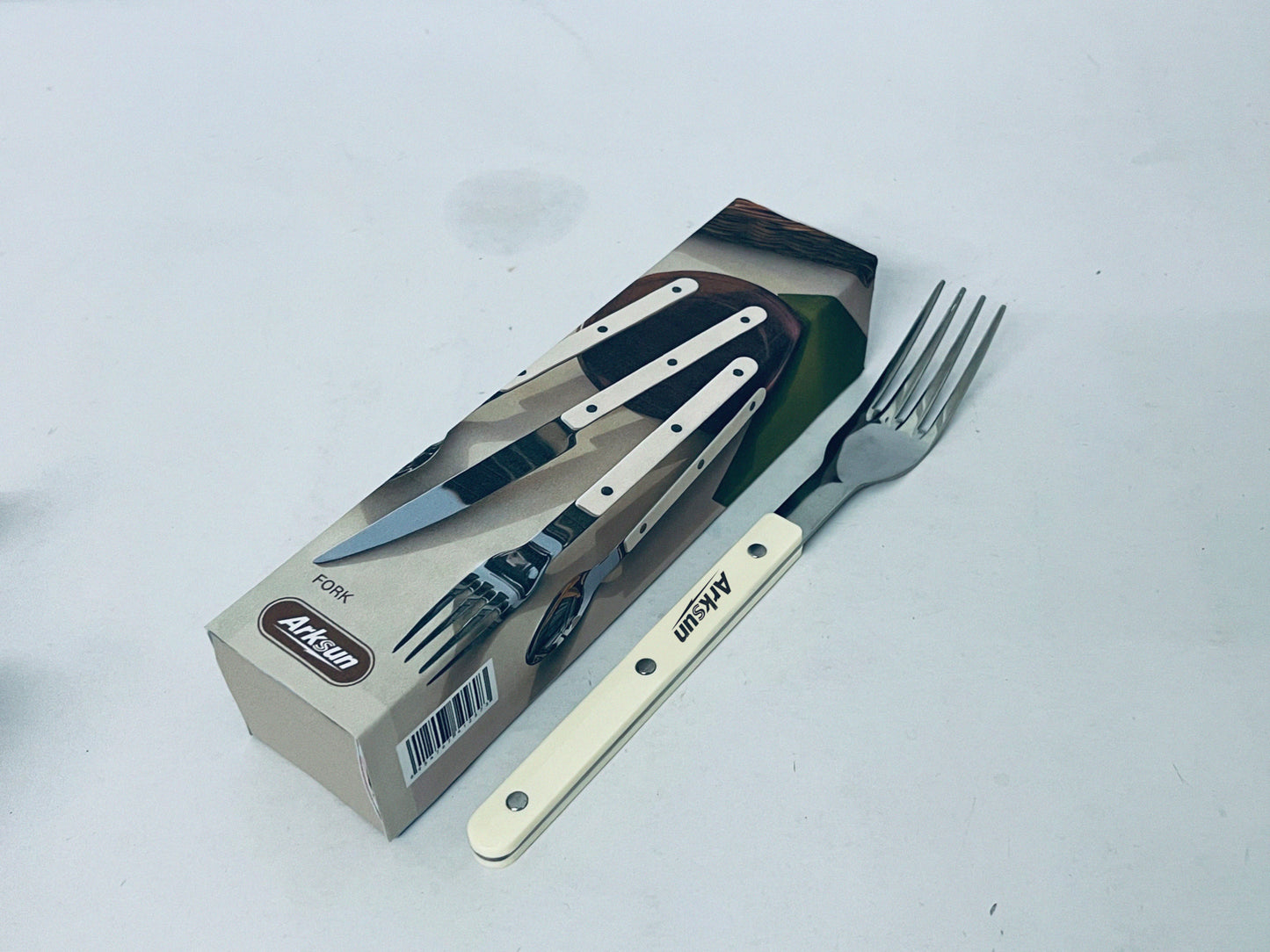 Arksun Premium Stainless Steel Dinner Fork with Cream Riveted Handle - Rust-Resistant, Dishwasher-Safe Flatware for Elevated Dining & Gifting