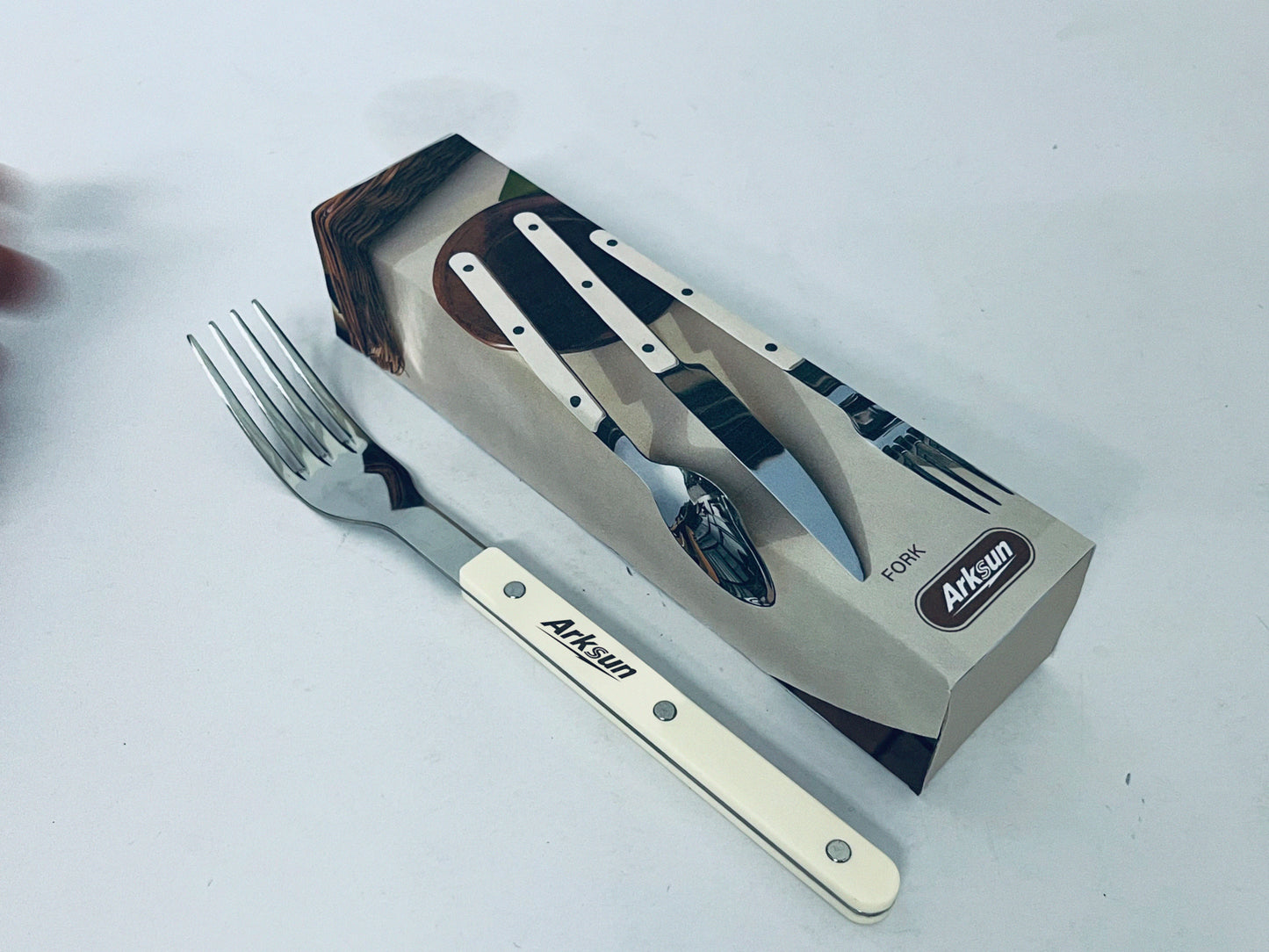 Arksun Premium Stainless Steel Dinner Fork with Cream Riveted Handle - Rust-Resistant, Dishwasher-Safe Flatware for Elevated Dining & Gifting