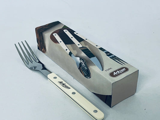 Arksun Premium Stainless Steel Dinner Fork with Cream Riveted Handle - Rust-Resistant, Dishwasher-Safe Flatware for Elevated Dining & Gifting