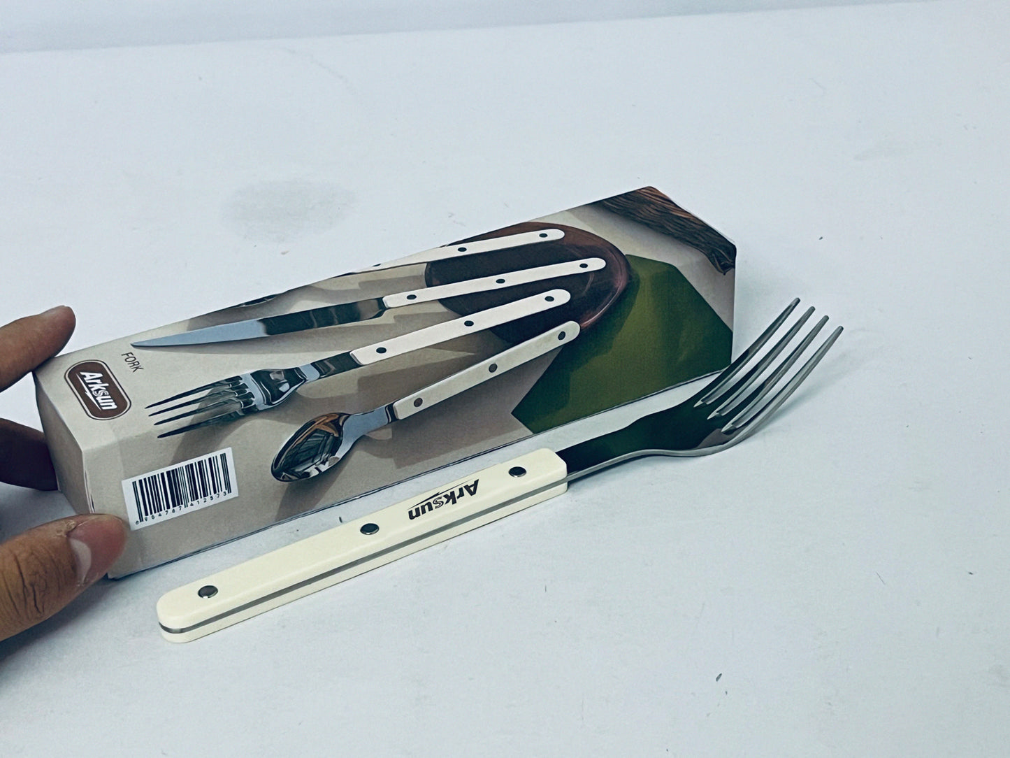 Arksun Premium Stainless Steel Dinner Fork with Cream Riveted Handle - Rust-Resistant, Dishwasher-Safe Flatware for Elevated Dining & Gifting