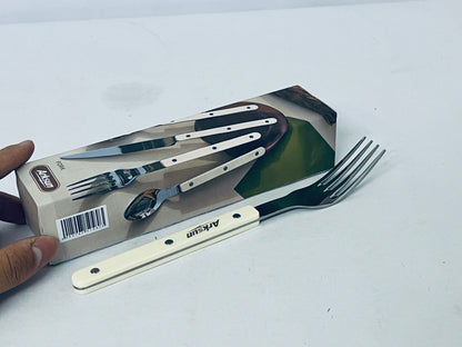 Arksun Premium Stainless Steel Dinner Fork with Cream Riveted Handle - Rust-Resistant, Dishwasher-Safe Flatware for Elevated Dining & Gifting
