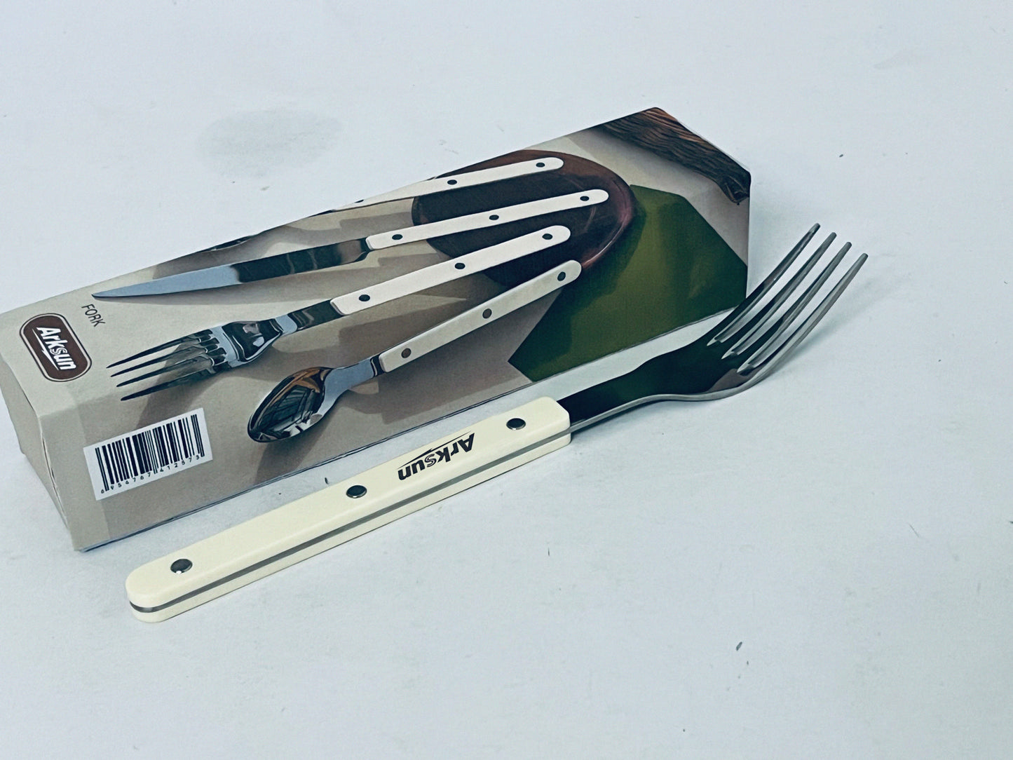 Arksun Premium Stainless Steel Dinner Fork with Cream Riveted Handle - Rust-Resistant, Dishwasher-Safe Flatware for Elevated Dining & Gifting
