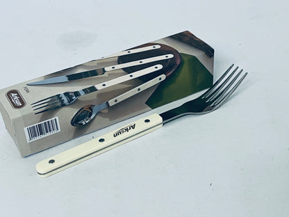 Arksun Premium Stainless Steel Dinner Fork with Cream Riveted Handle - Rust-Resistant, Dishwasher-Safe Flatware for Elevated Dining & Gifting