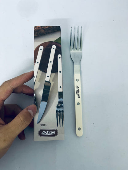 Arksun Premium Stainless Steel Dinner Fork with Cream Riveted Handle - Rust-Resistant, Dishwasher-Safe Flatware for Elevated Dining & Gifting