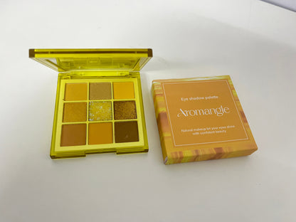 Aromangle 9-Color Yellow-Gold Eyeshadow Palette (Matte/Shimmer/Glitter)