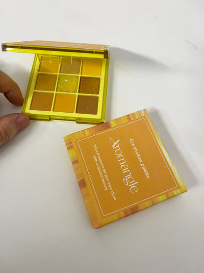 Aromangle 9-Color Yellow-Gold Eyeshadow Palette (Matte/Shimmer/Glitter)
