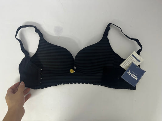 ArtElk Women's Striped Wireless Cotton Bra with Lightly-Lined Cups