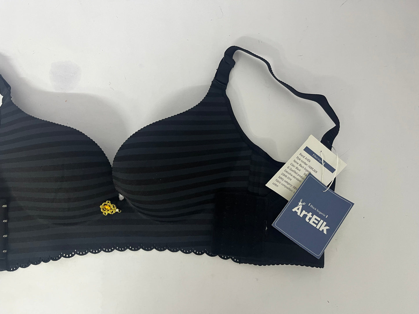 ArtElk Women's Striped Wireless Cotton Bra with Lightly-Lined Cups