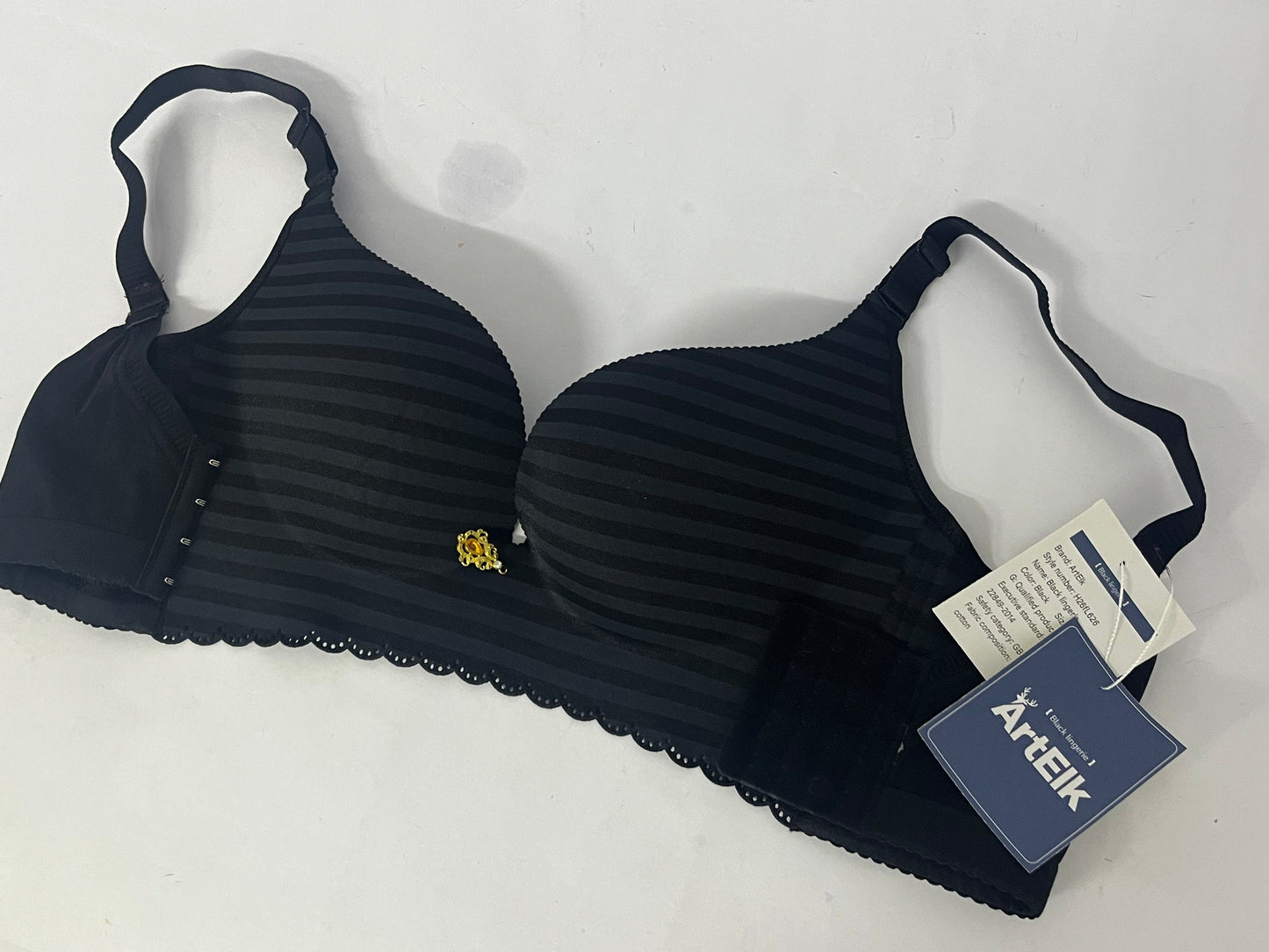 ArtElk Women's Striped Wireless Cotton Bra with Lightly-Lined Cups