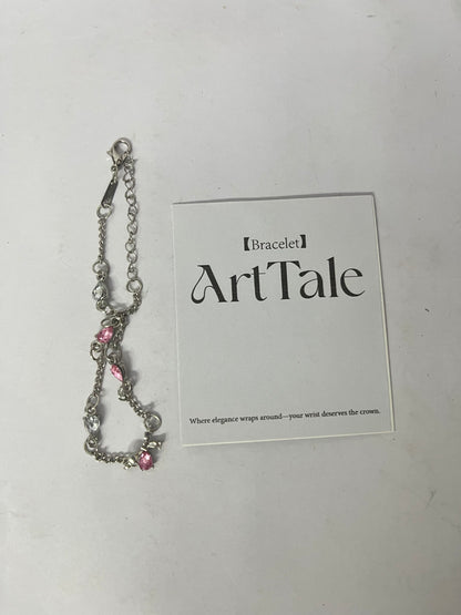 ArtTale Pink Diamond Silver Bracelets - Elegant Coronation on Wrist, Exquisite Symbol in Daily Life