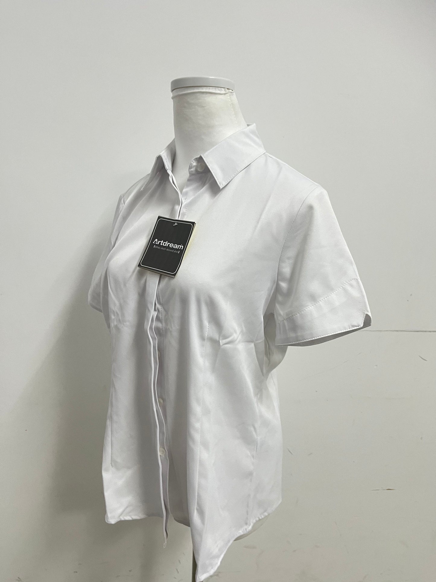 Artdream Women's White Short Sleeve Shirt | Business Casual Slim Fit Collared Blouse for Office Commute & Daily Wear