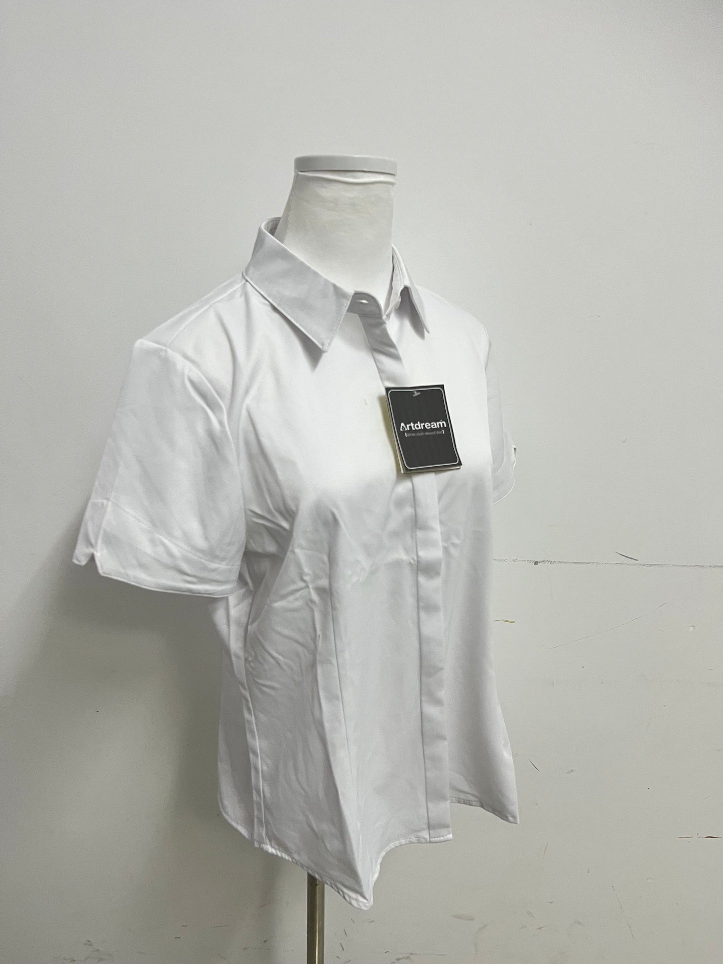 Artdream Women's White Short Sleeve Shirt | Business Casual Slim Fit Collared Blouse for Office Commute & Daily Wear