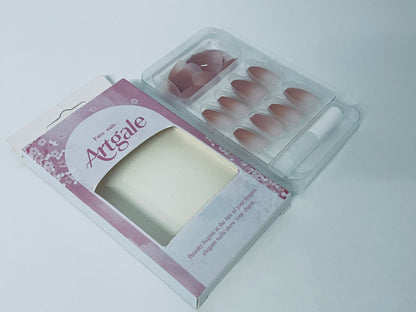 Artgale Gradient Nude Pink Press-On Nails - French Elegant Pointed Fake Nail Tips (With Glue)