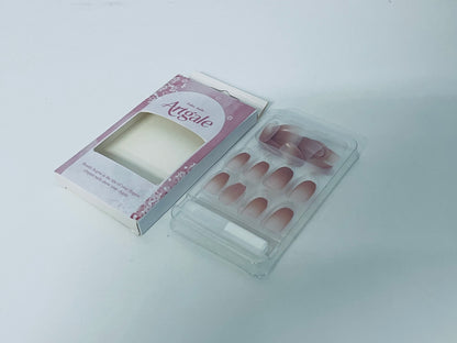 Artgale Gradient Nude Pink Press-On Nails - French Elegant Pointed Fake Nail Tips (With Glue)