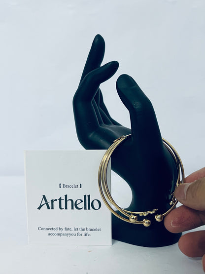 Arthello Layered Bangle Bracelet for Women Multi Layer Wire Cuff Bracelet Gold Stretch Stackable Bracelet Adjustable Statement Jeweley