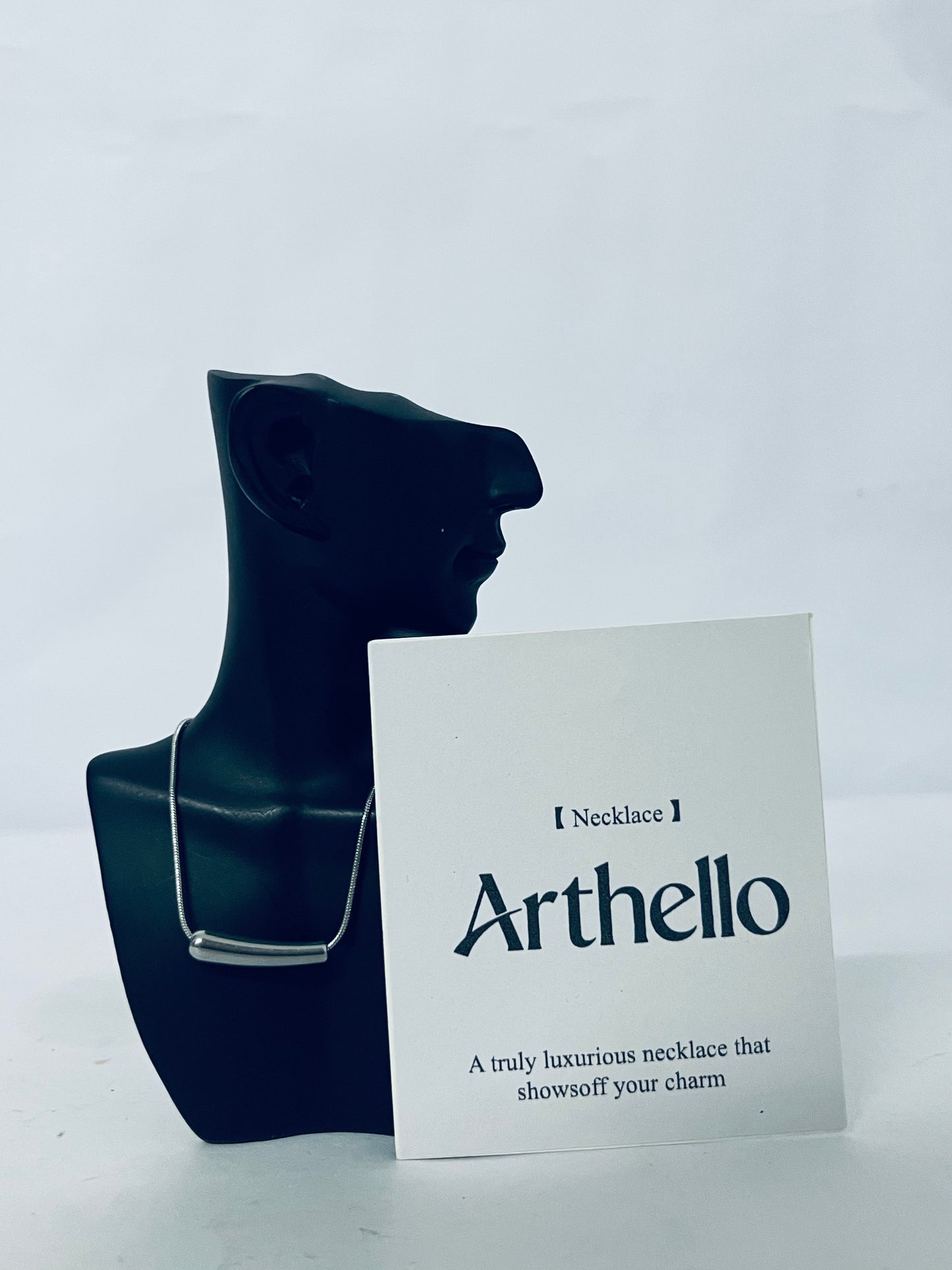Arthello Stailess Steel Metal Curved Necklace For Women,Statement Chunky Snake Chain Horizontal Round Tube Jewelry Necklace
