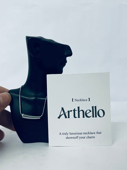 Arthello Stailess Steel Metal Curved Necklace For Women,Statement Chunky Snake Chain Horizontal Round Tube Jewelry Necklace