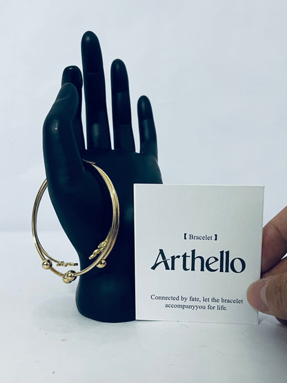 Arthello Layered Bangle Bracelet for Women Multi Layer Wire Cuff Bracelet Gold Stretch Stackable Bracelet Adjustable Statement Jeweley