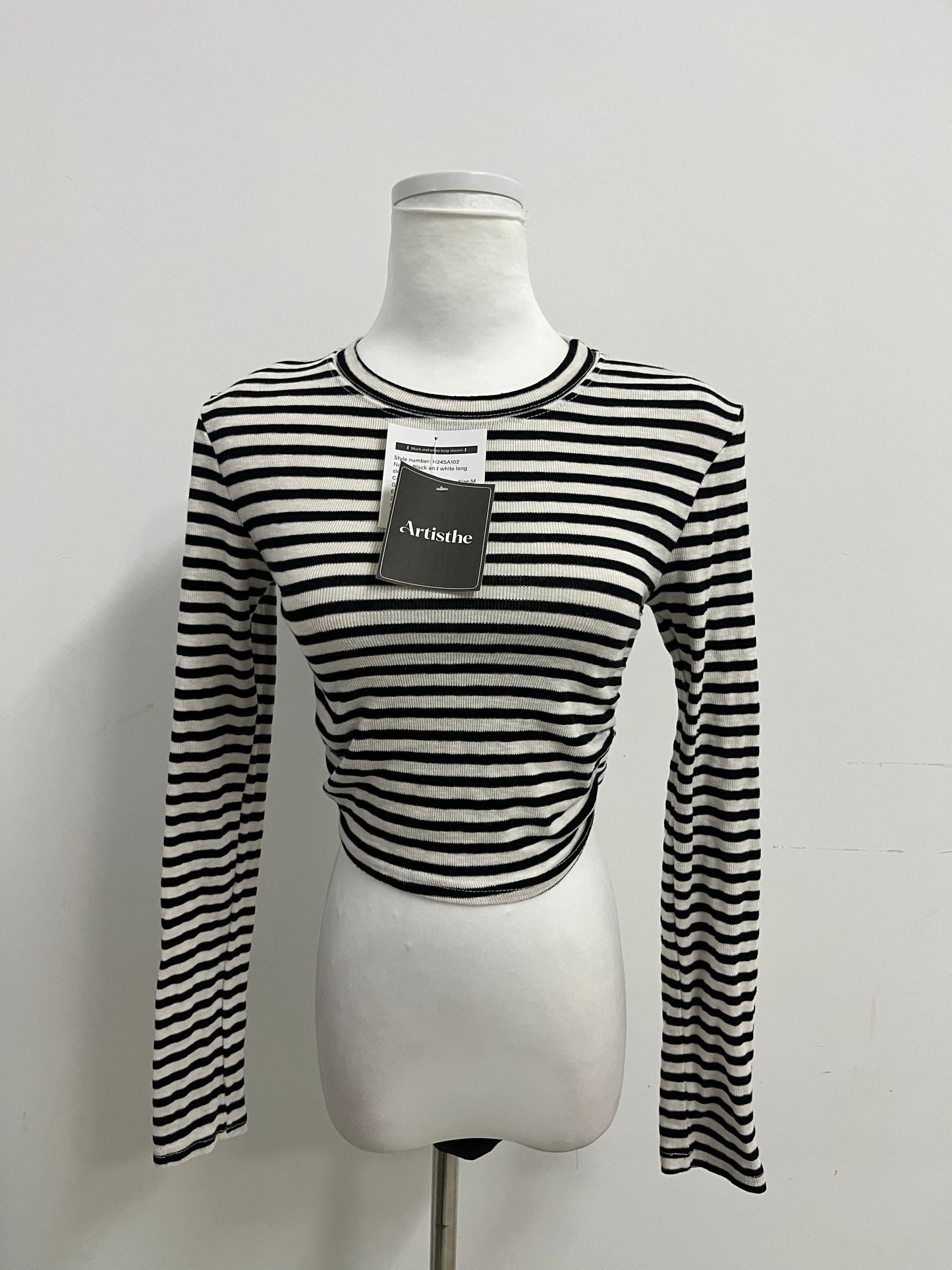 Artisthe Tops as clothing Black & White Striped Cropped Top Retro & Stylish Slim-Fitting A Versatile Essential for Four-Season Outfits
