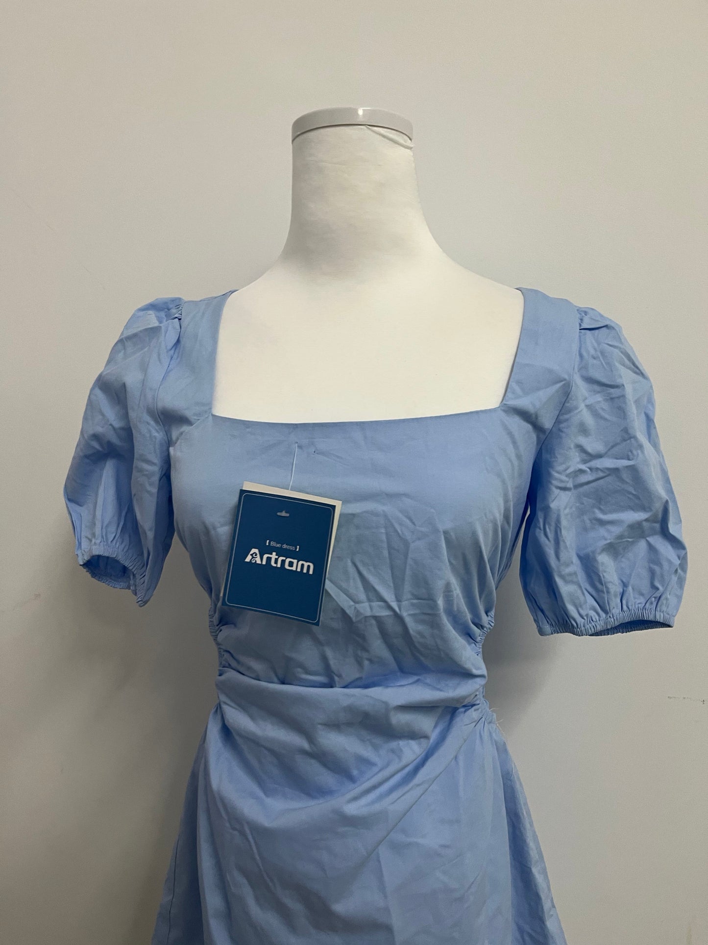 Artram Dresses Womens Summer Dresses Square Neck Puff Sleeve Tie Waist Short Dress