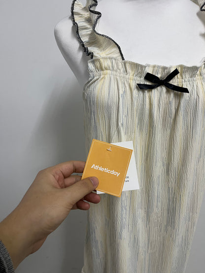 【Athleticday Striped Sleeveless Nightdress】—— Cozy Elegance for Restful Nights
