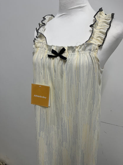 【Athleticday Striped Sleeveless Nightdress】—— Cozy Elegance for Restful Nights