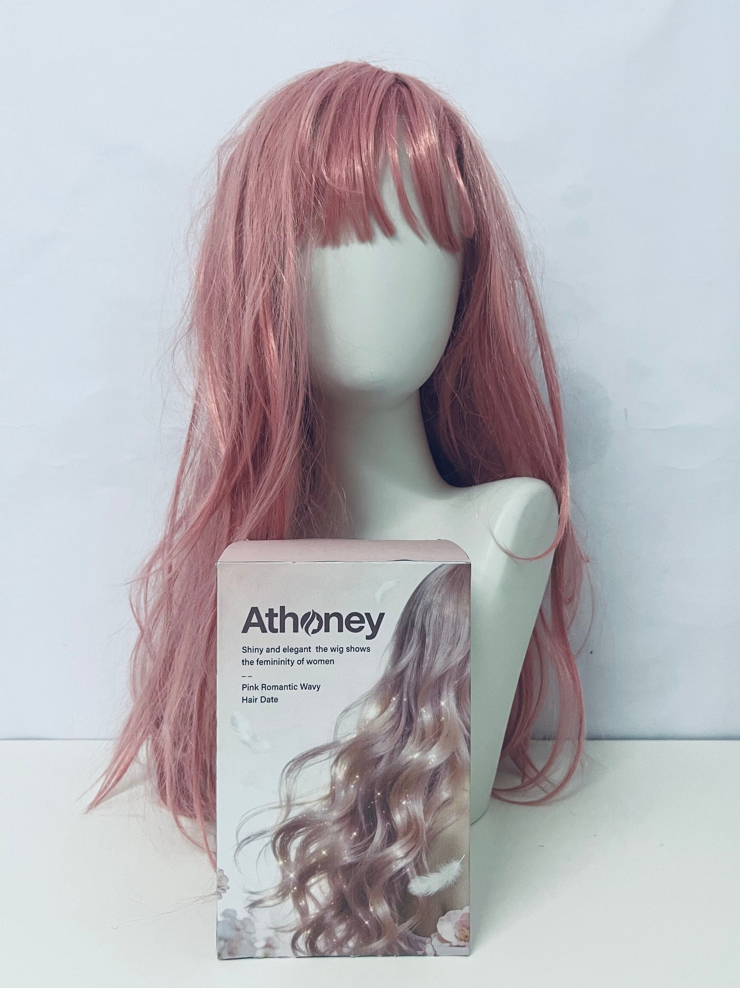 Athoney Pink Romantic Long Curly Wig Fashion Item for Instant Atmosphere Styling