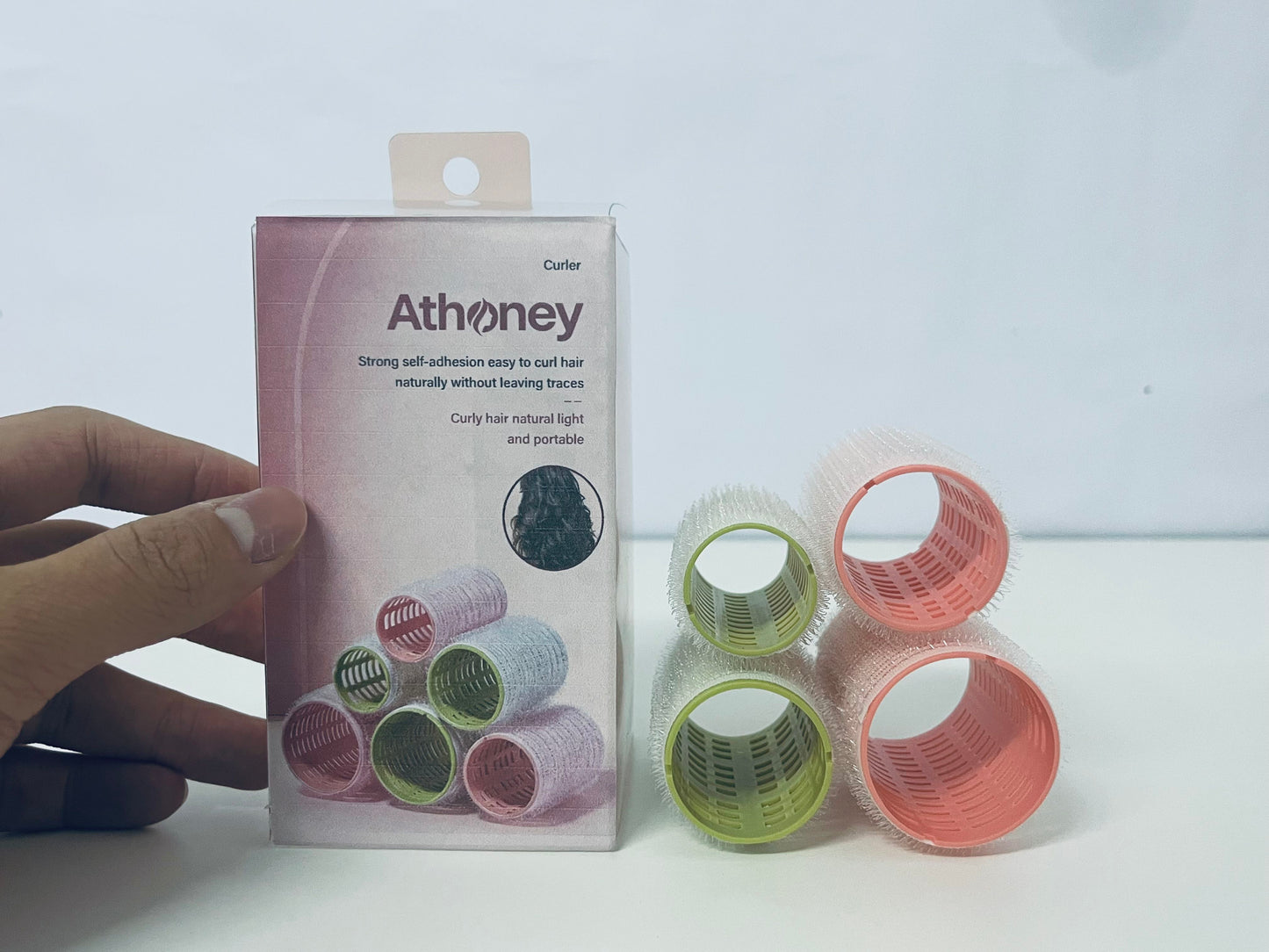 Athoney Self-Adhesive Hair Rollers Damage-Free Tool for Natural Curls